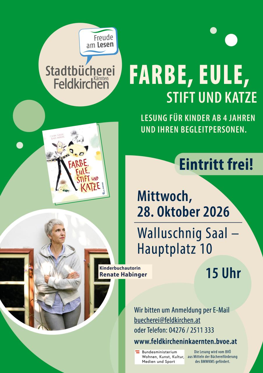 Lesung Farbe, Eule, Stift und Katze