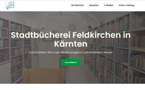 Screenshot der Homepage Startseite